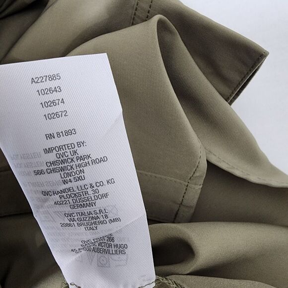 Denim & Co. Tunic Top Medium Roll Tab Sleeve Button Soft Utility A227885 Olive - Picture 9 of 10